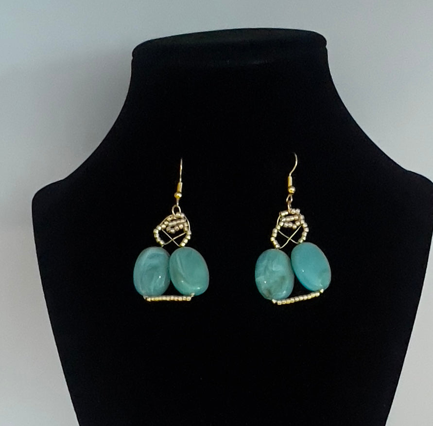 Ocean Mist Beaded Drop Earrings