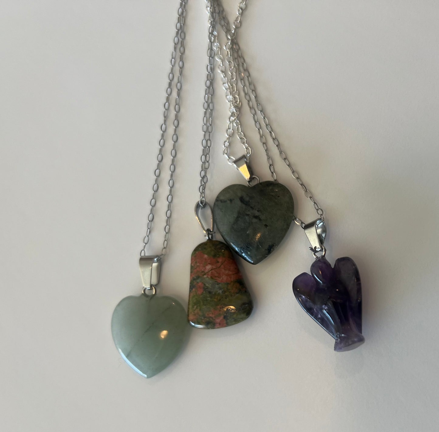 Assorted Gemstone Pendant Necklaces on Silver Chain