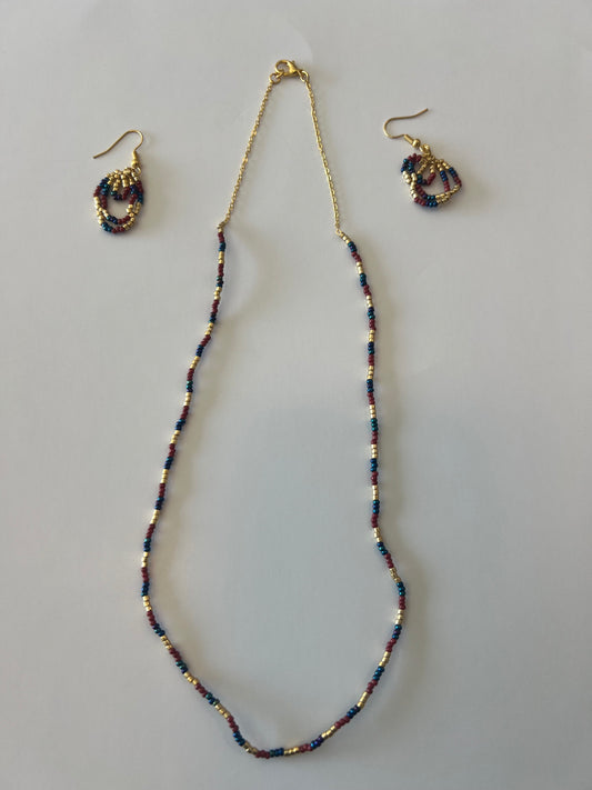 Tricolor Elegance Pearl Necklace set