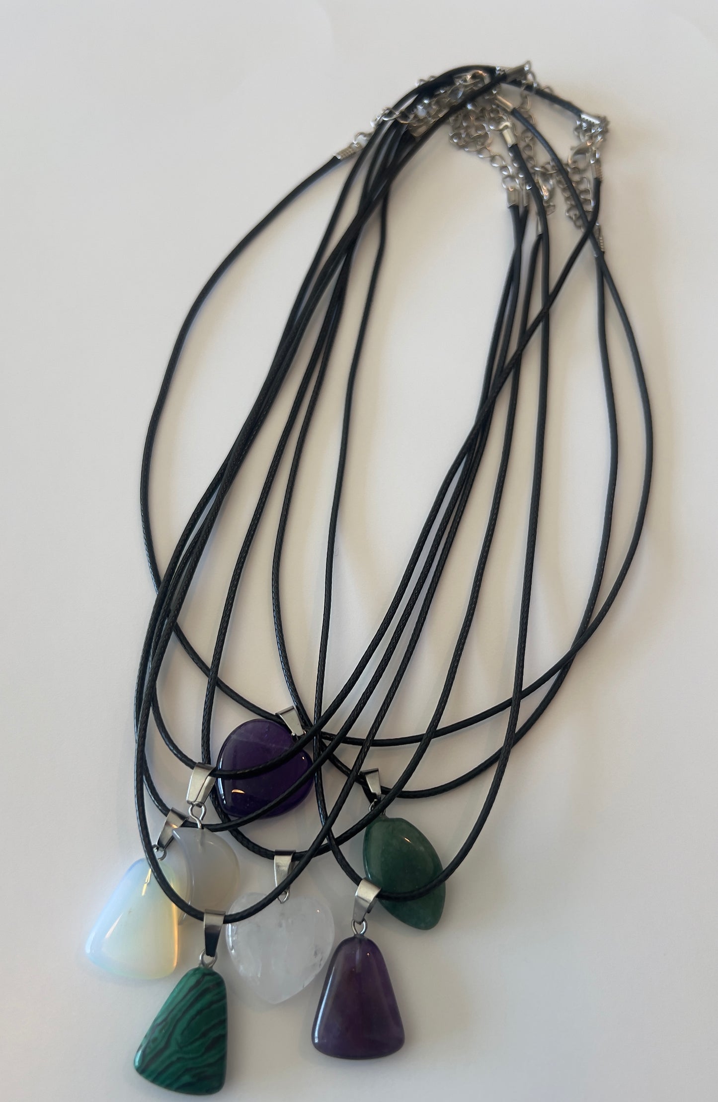 Assorted Gemstone Pendant Necklaces on Cord