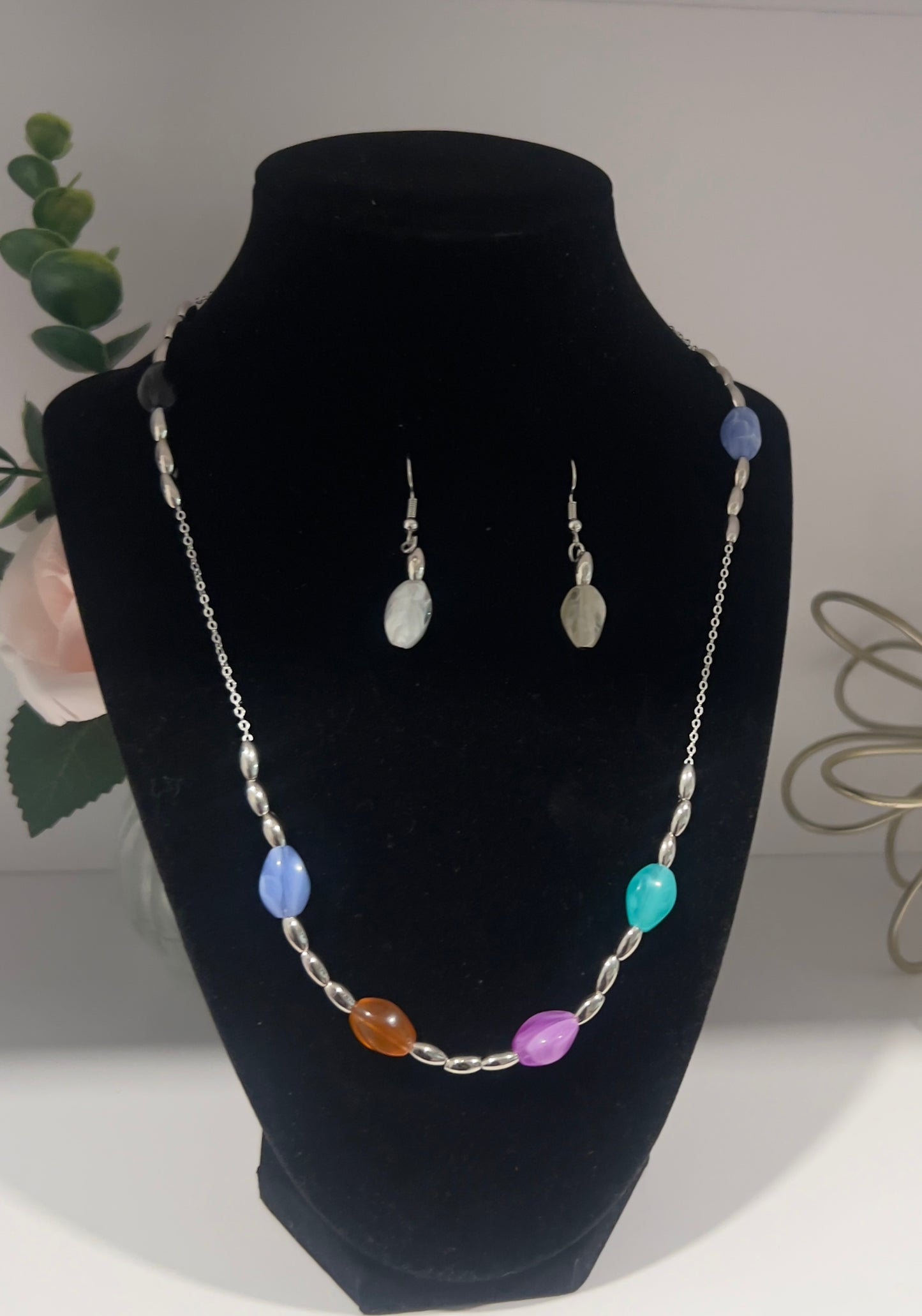 Silver Glow Rainbow Bead Set