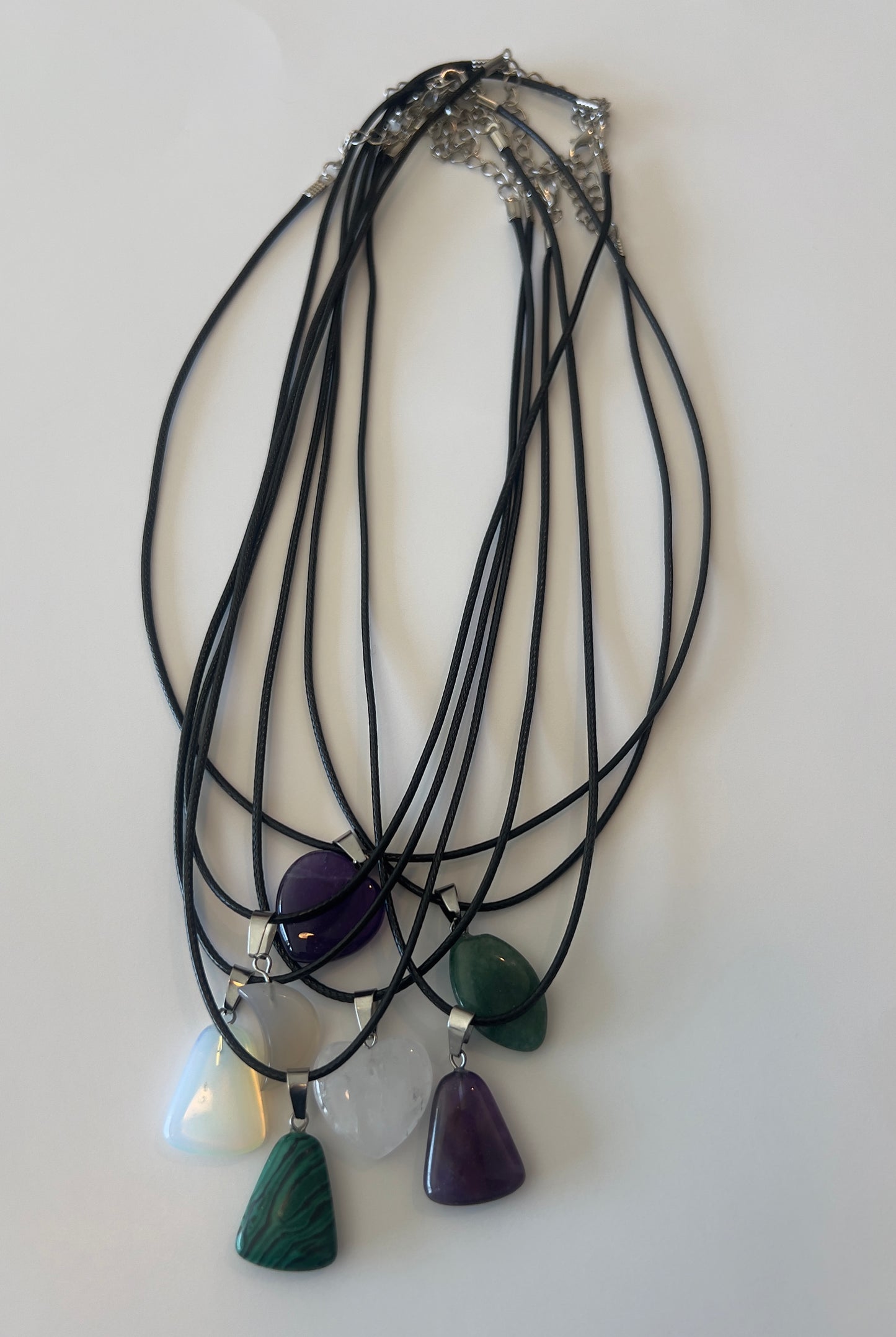 Assorted Gemstone Pendant Necklaces on Cord