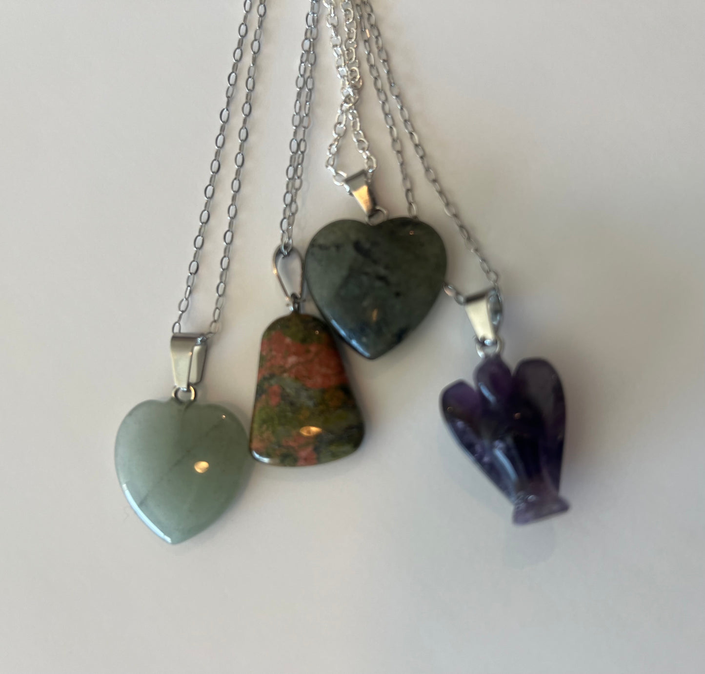 Assorted Gemstone Pendant Necklaces on Silver Chain