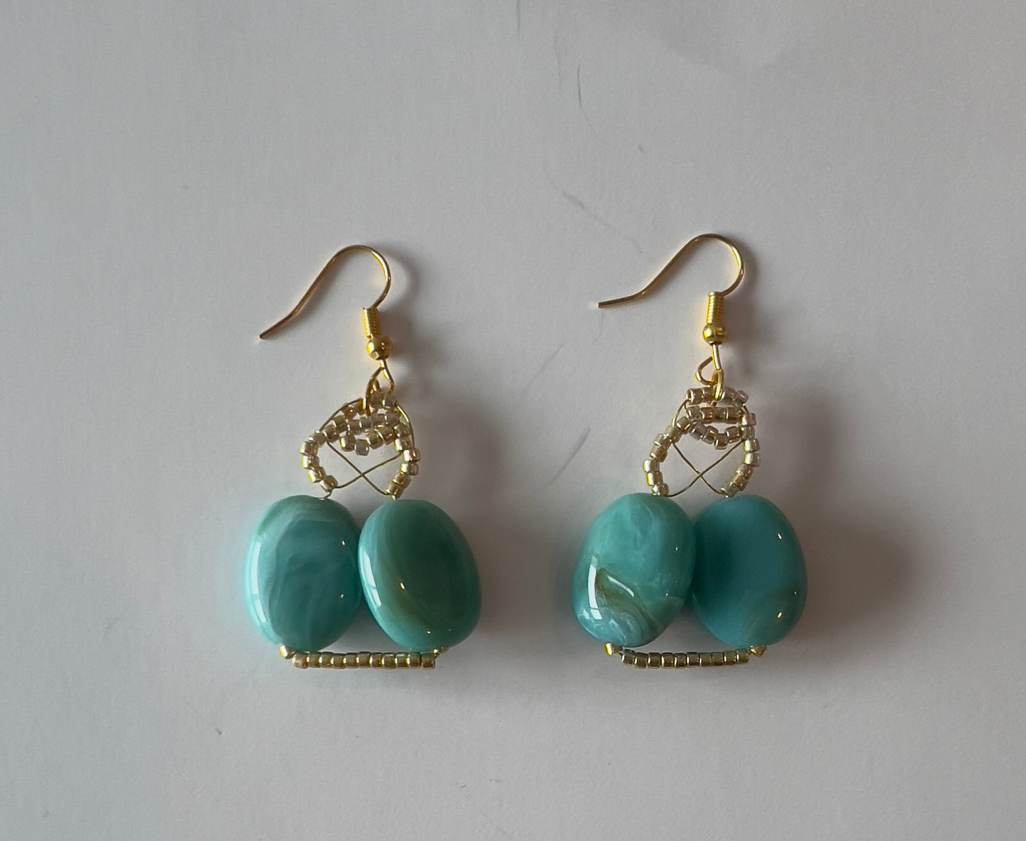Ocean Mist Beaded Drop Earrings