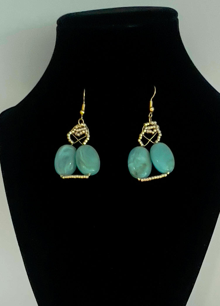 Ocean Mist Beaded Drop Earrings