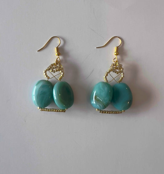 Ocean Mist Beaded Drop Earrings